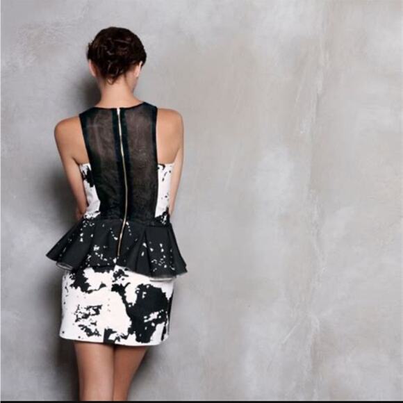 Alejandra de Coss for Inspirare Miss marble peplum sheath cocktail party dress 8 - Picture 2 of 13